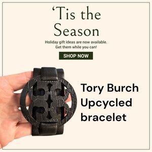 Tory Burch upcycled Black Leather Bracelet